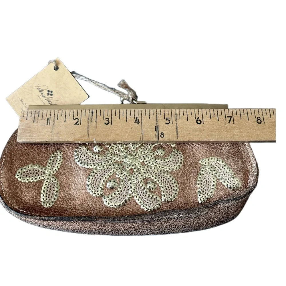 Patricia Nash Leather Clutch Wallet Quiet Luxury Wedding Guest Gold Sequins